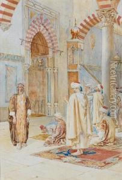 Prayers In The Mosque Oil Painting - Paolino Pavesi