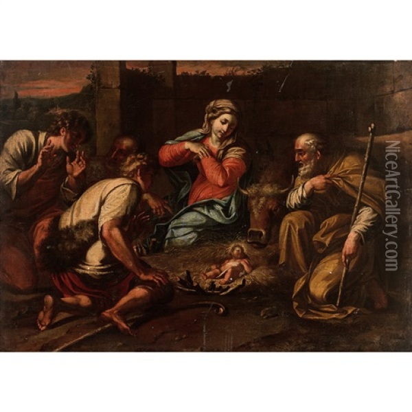 L'adoration Des Bergers Oil Painting - Annibale Carracci