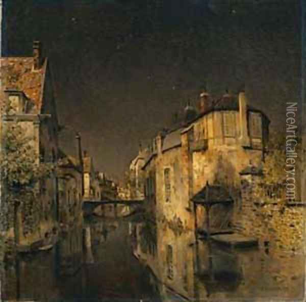 Midnight Oil Painting - Jean-Charles Cazin