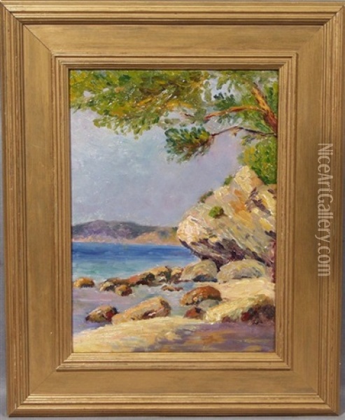 Rocky Shore, Saugatuck Oil Painting - Mathias Joseph Alten