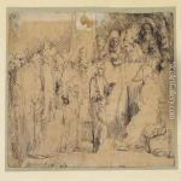 Christ Disputing With The Doctors Oil Painting - Rembrandt Van Rijn