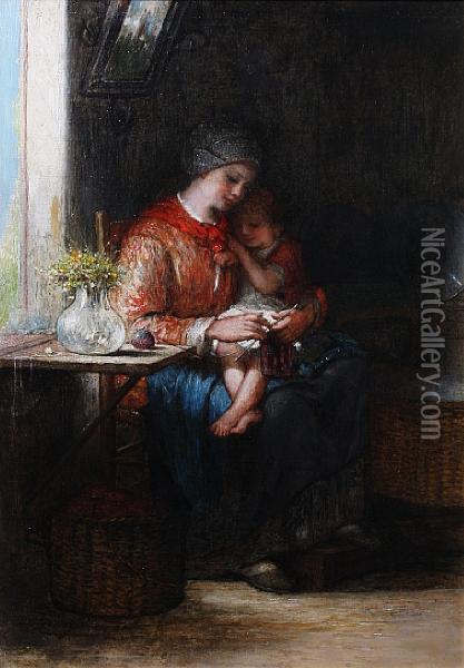 Mother And Child Oil Painting - Hendricus-Jacobus Burgers