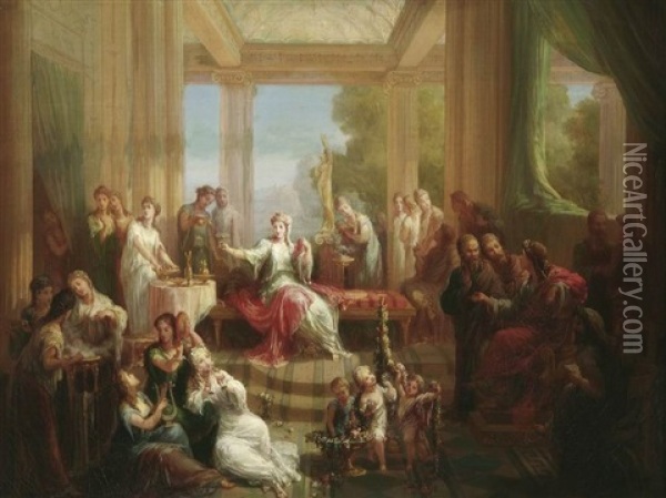 Am Hofe Der Kleopatra Oil Painting - Auguste Charles Grolleau
