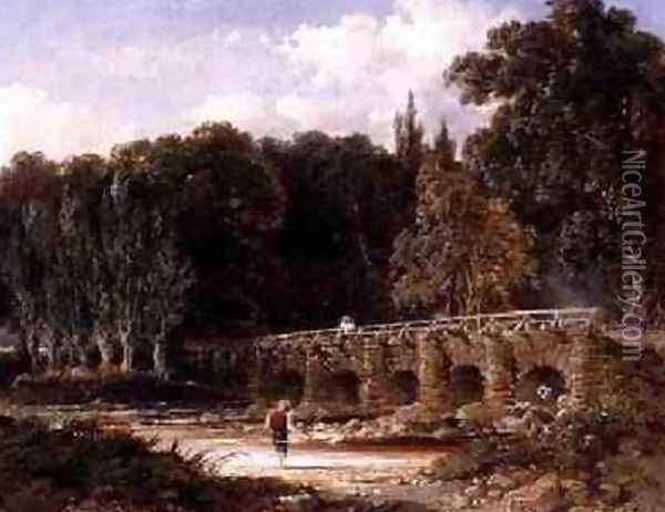 Fishing Near Godalming 1858 Oil Painting - Edmund John Niemann, Snr.