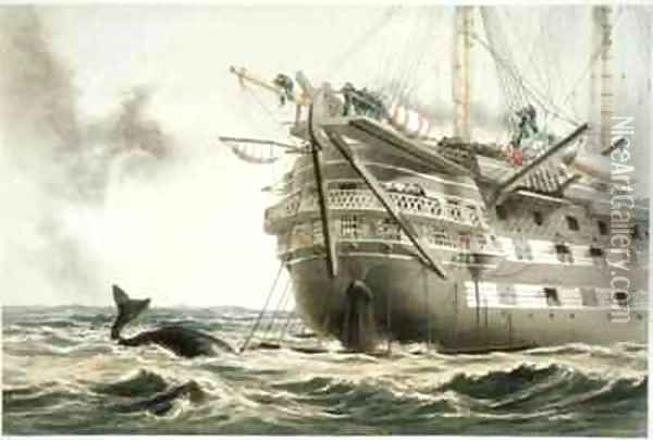HMS Agamemnon laying the original Atlantic cable Oil Painting - Robert Dudley