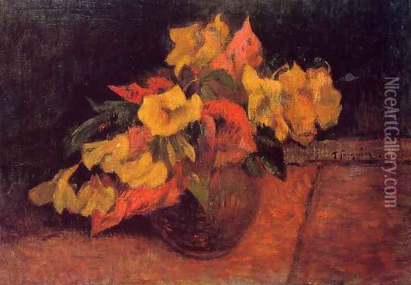 Evening Primroses In A Vase Oil Painting - Paul Gauguin