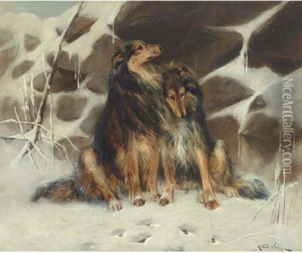 Lost In The Snow Oil Painting - Arthur Wardle