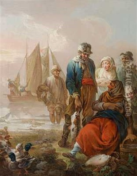 Siaellandske Fiskere Oil Painting - Christian August Lorentzen