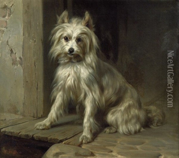 Sitzender Terrier Oil Painting - Carl Constantin Steffeck