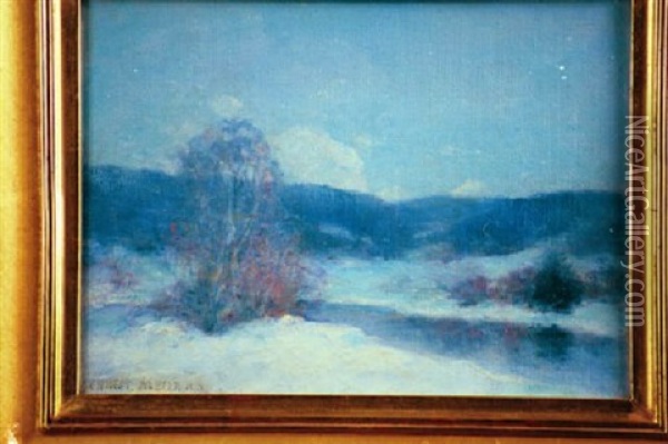 River Snowscene Oil Painting - Ernest Albert