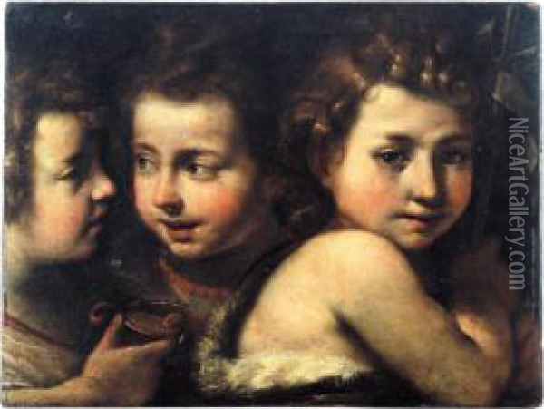 Study Of Three Heads Of Children Oil Painting - Giulio Cesare Procaccini