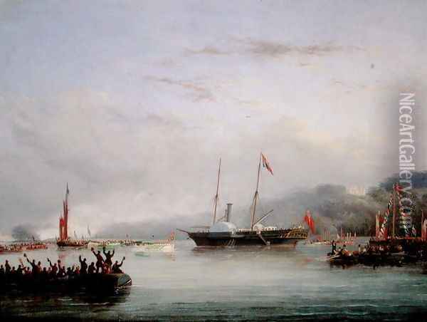 The First Victoria And Albert Yacht off Plymouth Oil Painting - Nicholas Matthews (1816-51) Condy