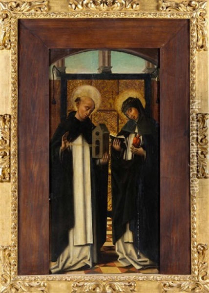 Santo Domingo De Guzman Y Santa Catalina De Siena Oil Painting - Pedro Berruguete