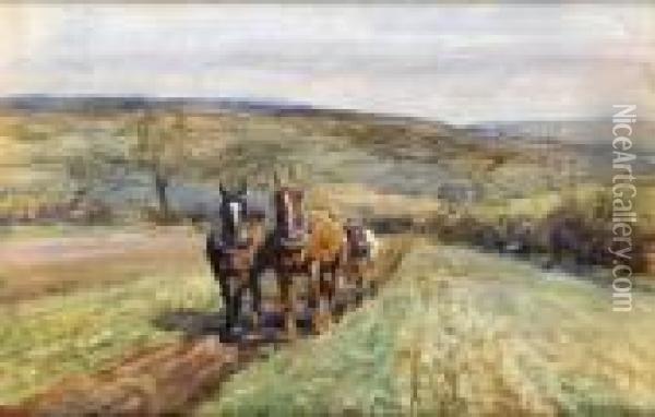 Ploughing Oil Painting - John Atkinson
