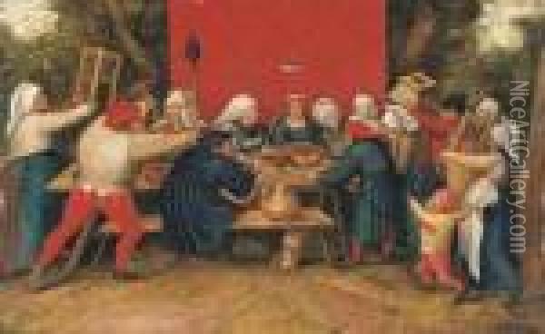 Presents Being Given To The Bride Oil Painting - Pieter The Younger Brueghel