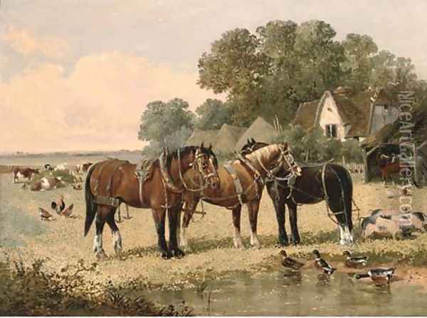 The farm pond Oil Painting - John Frederick Jnr Herring