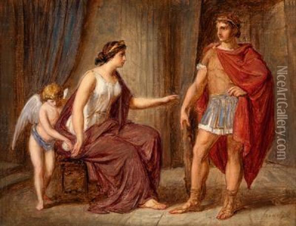 Theseus Und Ariadne Oil Painting - Bertalan Szekely Von Adamos