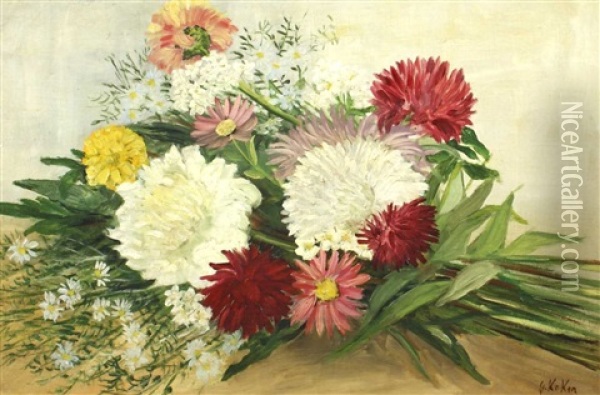 Chrysanthemen Oil Painting - Gustav Koken