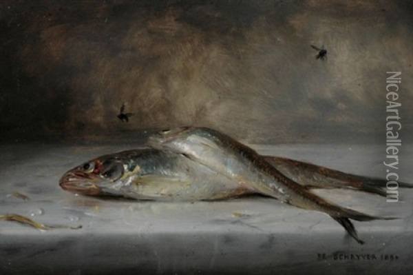 Fish Still Life Oil Painting - Louis Marie de Schryver