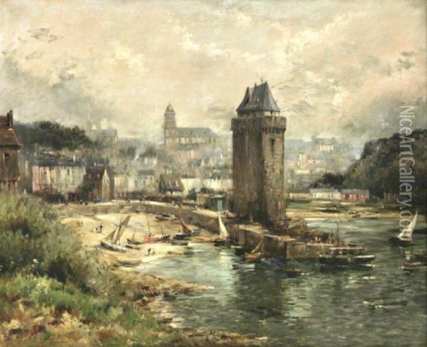 Le Port De Saint Servan Au Matin Oil Painting - Maurice Levis