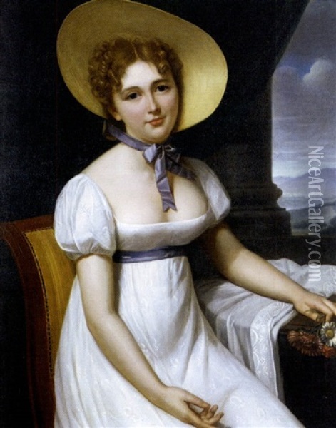Portrait Of Mlle. Dulavier Oil Painting - Francois Henri Mulard