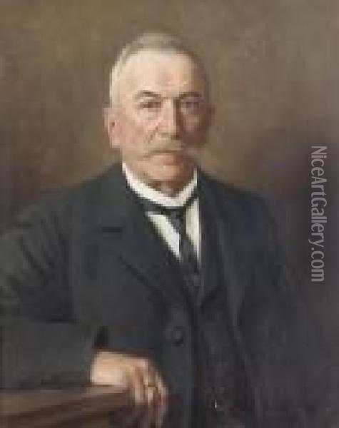Portrat Von J.g. Burkhalter. Oil Painting - Hans Bachmann