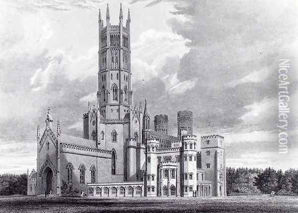 Fonthill Abbey from the south-west, from 'Graphic and Literary Illustrations of Fonthill Abbey' Oil Painting - George Cattermole