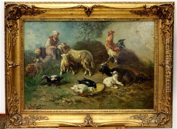 Jonge Dieren In Het Voorjaar Oil Painting - Henry Schouten