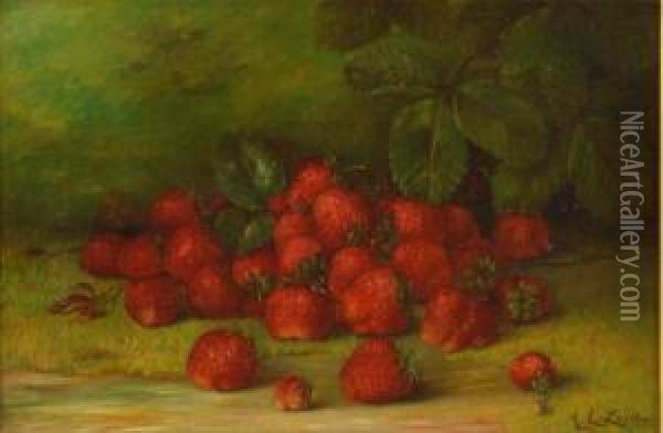 Still Life With Strawberries Oil Painting - Abbie Luella Zuill