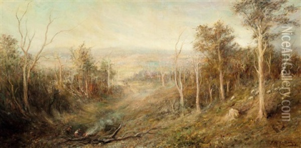 Looking North From Mount Macedon Oil Painting - Frederick McCubbin