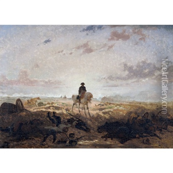 Napoleon Zu Pferd Auf Dem Schlachtfeld Oil Painting - Auguste (Viande) Doviane