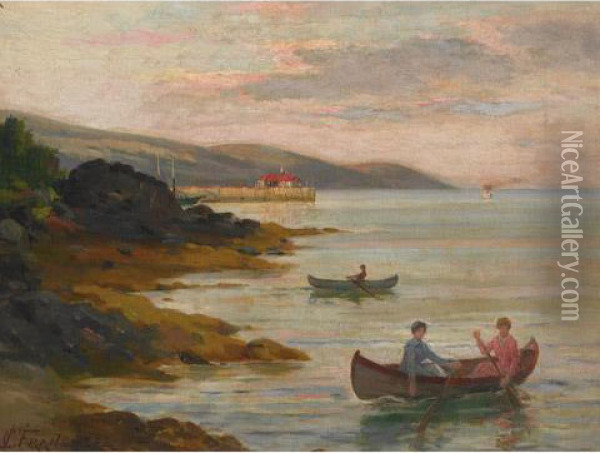Lake Scene With Boaters Oil Painting - Joseph Charles Franchere