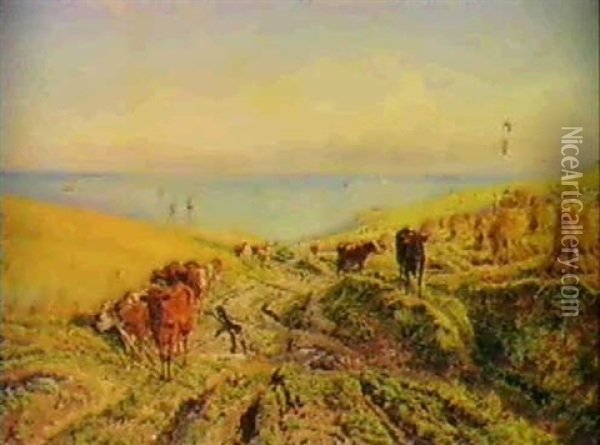 Harvest By The Coast Oil Painting - Henry William Banks Davis