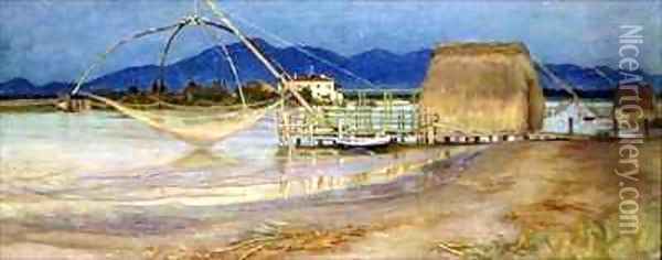 Distant View of the Carrara Mountains Oil Painting - Edith Ridley Corbet