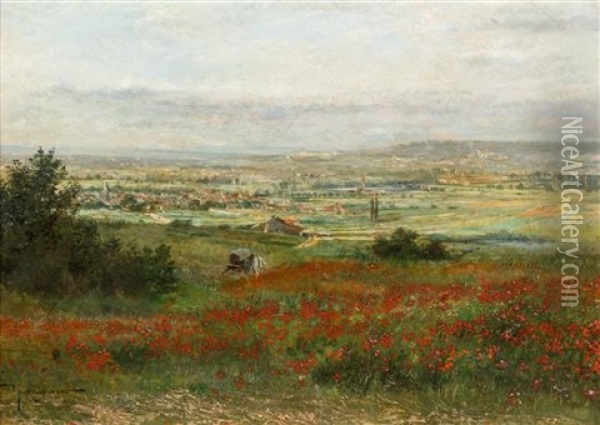 Landscape With Poppies Oil Painting - Pinckney Marcius-Simons