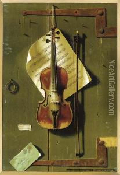 Old Violin (marzio, Plate 97) Oil Painting - William Michael Harnett