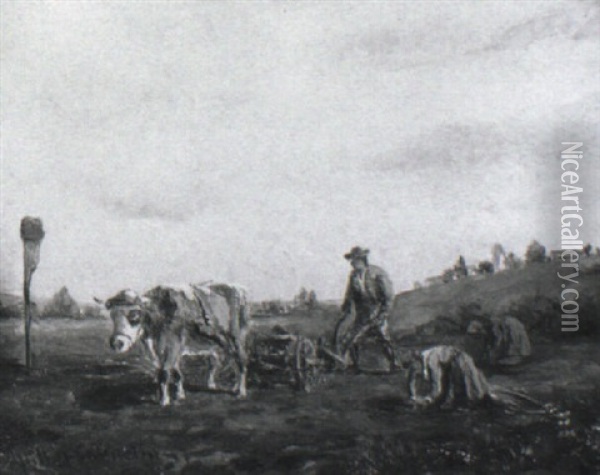 Bauern Bei Der Kartoffelernte Oil Painting - Ludwig Mueller-Cornelius