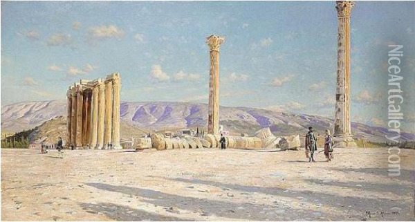 The Temple Of Olympeus Zeus Oil Painting - Peder Mork Monsted