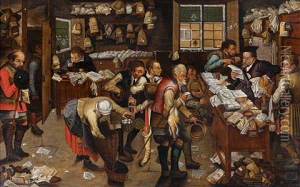 Le Paiement De La Dime, Dit Aussi L'avocat Des Paysans Oil Painting - Pieter Brueghel the Younger