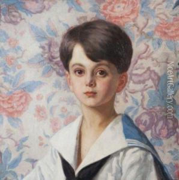 Portrait D'un Jeune Garcon En Marin Oil Painting - Eugene Pascau