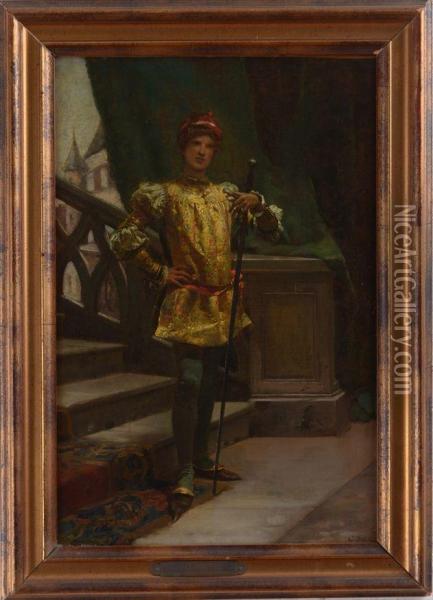 Gentleman With Sword Oil Painting - Cesare-Auguste Detti