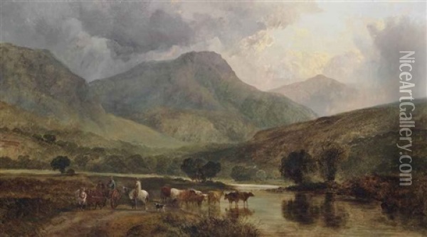 A Cooling Stream In Connemara Oil Painting - George Shalders