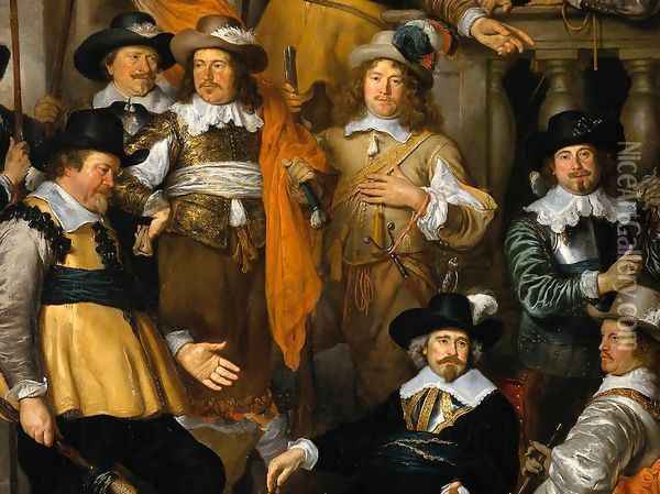 The Company of Cpt. Aelbert Bas and Lt. Lucas Conijn [detail #] Oil Painting - Govert Teunisz. Flinck