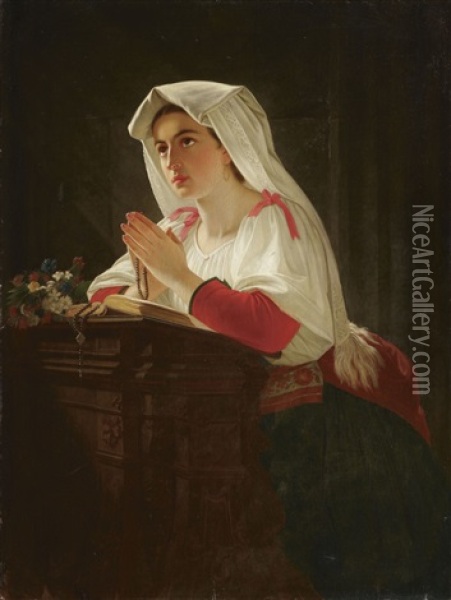 Betende Italienerin Oil Painting - Ludwig Neustatter