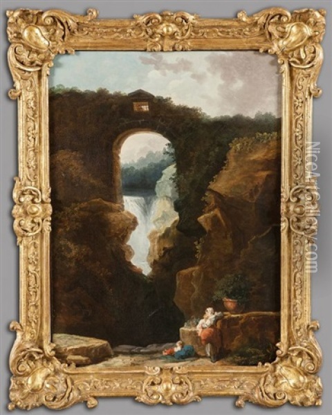 Le Cascate Di Tivoli Oil Painting - Robert Hubert