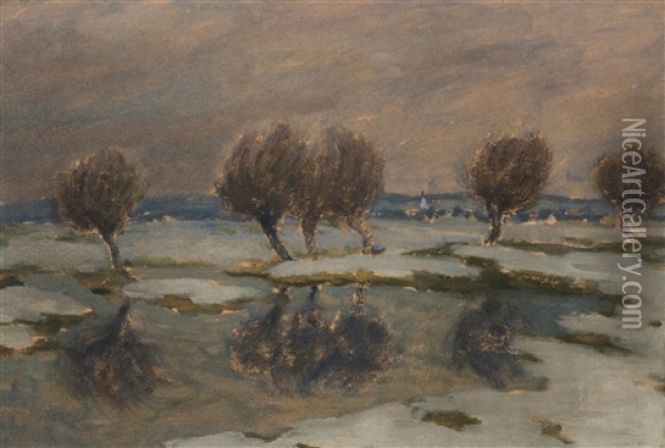 Winter Landscape Oil Painting - Jan Honsa