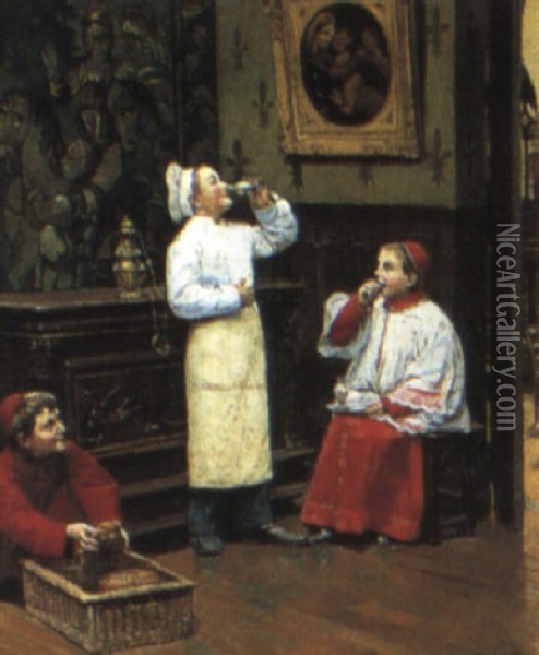 Un Mitron Et Deux Enfants De Ch-ur Oil Painting - Paul-Charles Chocarne-Moreau