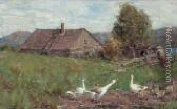 Farm On The Gatineau Oil Painting - Peleg Franklin Brownell