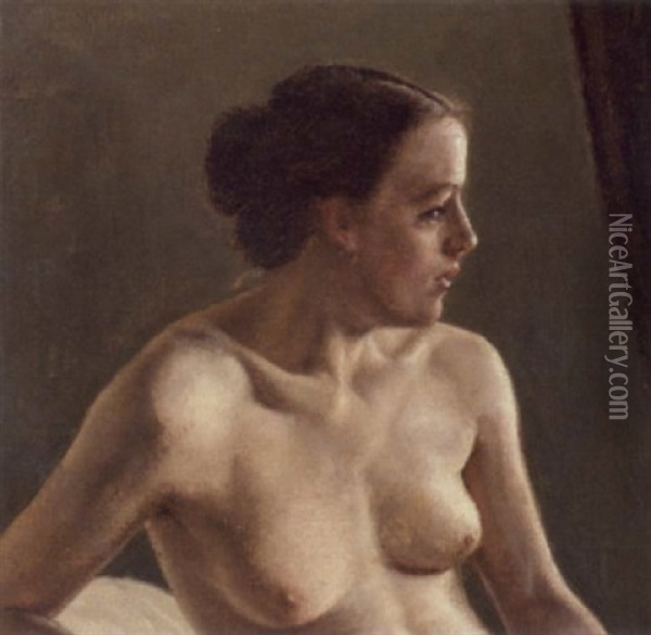 Siddende Nogenmodel Oil Painting - Vilhelm Peter Karl Kyhn
