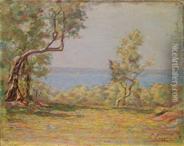 Landscape Near Garda Lake Oil Painting - Emilio Longoni